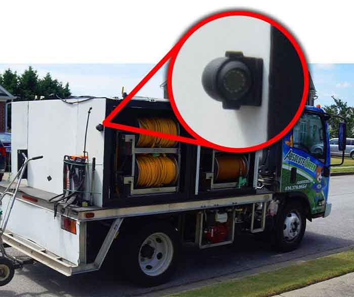 Video cameras on our weed control and fertilizer service trucks - Absolute Green Landscaping